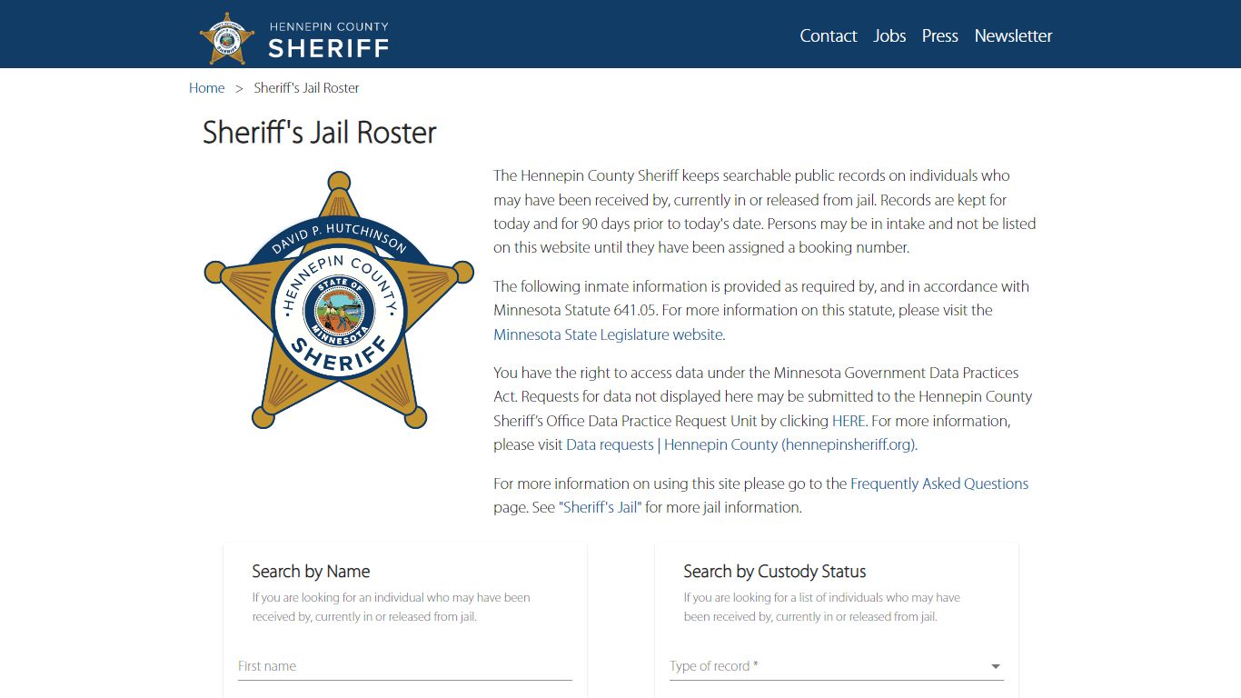 Jail Roster | Hennepin County